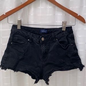 Distressed Black Jean Shorts